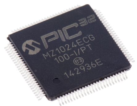 Microchip Mikrocontroller PIC32MZ PIC 32bit SMD 1,024 MB TQFP 100-Pin 200MHz 512 KB RAM USB