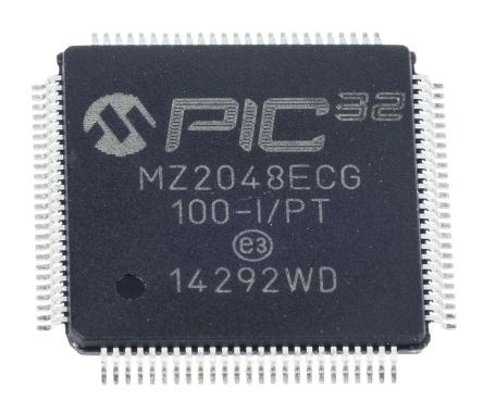 Microchip Mikrocontroller PIC32MZ PIC 32bit SMD 2,048 MB TQFP 100-Pin 200MHz 512 KB RAM USB