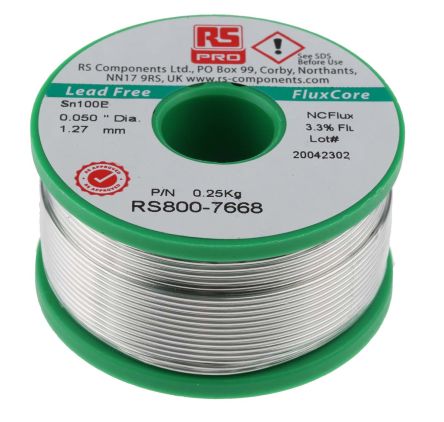 RS PRO Wire, 1.27mm Lead Free Solder, 228°C Melting Point