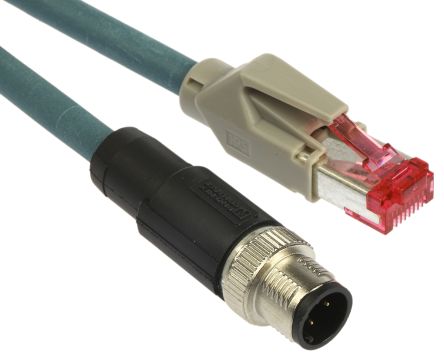 Phoenix Contact NBC-MSD/ 2.0-93E/R4AC SCO US Ethernetkabel Cat.5, 2m, Blau Patchkabel, A M12 Aluminiumfolie, Verzinntes