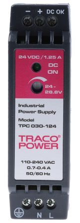 TRACOPOWER TPC DIN Rail Power Supply, 85 → 264V Ac Ac, Dc Input, 24V Dc Dc Output, 1.25A Output, 30W