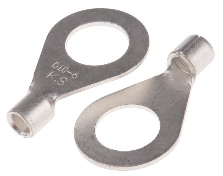 RS PRO Uninsulated Ring Terminal, 10.5mm Stud Size, 2.5mm² To 6mm² Wire Size