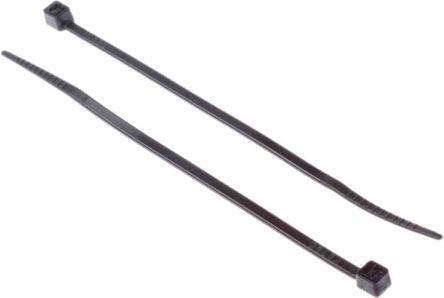 RS PRO Cable Tie, 100mm X 2.5 Mm, Black Nylon, Pk-100