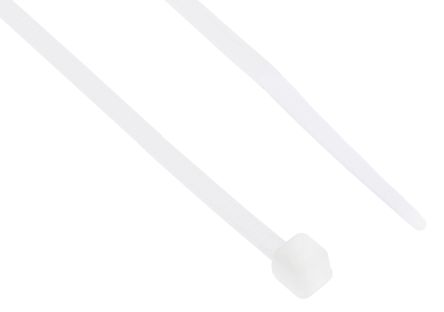 RS PRO Cable Tie, 203mm X 2.5 Mm, Natural Nylon, Pk-100