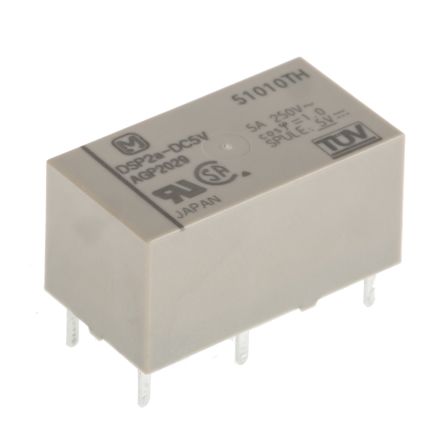 Panasonic PCB Mount Power Relay, 5V Dc Coil, 5A Switching Current, DPST