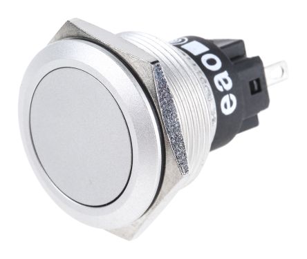 EAO 银色按钮开关, 面板安装, 瞬时操作, 面板开孔直径22.3mm, 无指示灯, 单刀双掷