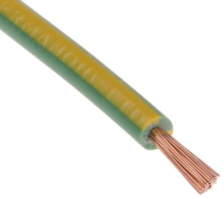 RS PRO Einzeladerleitung 1 Mm², 18 AWG 100m Grün/Gelb PVC Isoliert Ø 3.4mm 32/0.2 Mm Litzen