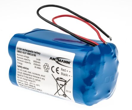 Ansmann Batería Recargable De Ión-Litio, 14.4V, 2.6Ah, 4 Celdas, Terminación En Cable