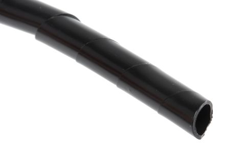 RS PRO PE缠绕管, 3m长, 最大捆束30mm, 黑色