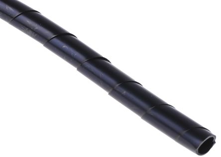 RS PRO PE缠绕管, 10m长, 最大捆束30mm, 黑色