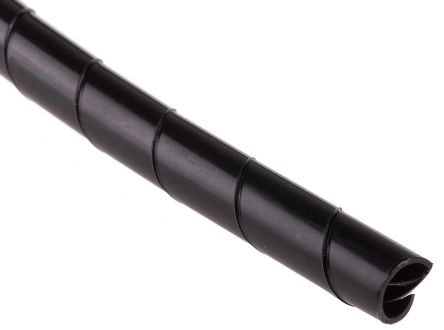 RS PRO Spiral-Kabelschutzschlauch Nylon Schwarz, Für Kabel-Ø 6mm Bis 30mm, Länge 10m