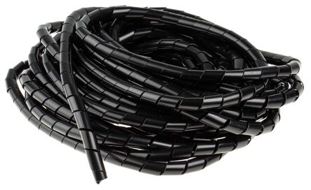 RS PRO Spiral-Kabelschutzschlauch Nylon Schwarz, Für Kabel-Ø 12mm Bis 35mm, Länge 10m