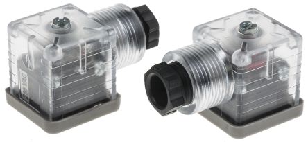 RS PRO Ventilsteckverbinder DIN 43650 A Buchse 3P+E / 250 V Ac Mit Lampe, PG9 Kabelmontage, Translucent
