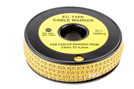 RS PRO Kabel-Markierer, Aufsteckbar, Beschriftung: Q, Schwarz Auf Gelb, Ø 3mm - 4.2mm, 4mm, 1000 Stück