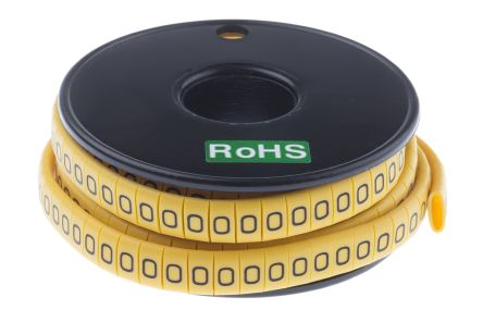 RS PRO Kabel-Markierer, Aufsteckbar, Beschriftung: O, Schwarz Auf Gelb, Ø 3.5mm - 7mm, 5mm, 500 Stück