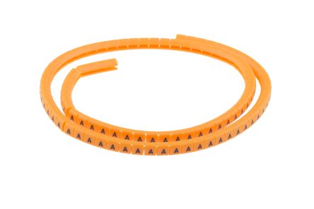 RS PRO Kabel-Markierer Schnappend, Beschriftung: A, Schwarz Auf Orange, Ø 3mm - 3.4mm, 4mm, 100 Stück
