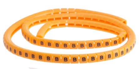 RS PRO Kabel-Markierer Schnappend, Beschriftung: B, Schwarz Auf Orange, Ø 3mm - 3.4mm, 4mm, 100 Stück
