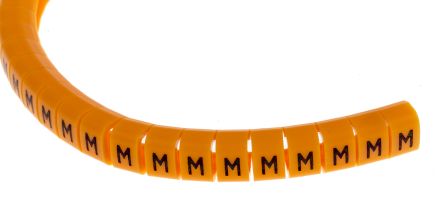 RS PRO Kabel-Markierer Schnappend, Beschriftung: M, Schwarz Auf Orange, Ø 4mm - 5mm, 4mm, 100 Stück