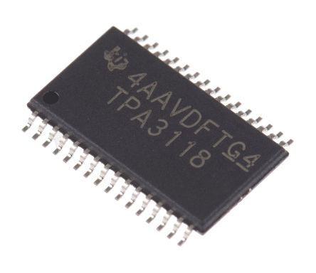 Texas Instruments Clase D Amplificador De Audio TPA3118D2DAP, Audio Mono/estéreo 30W HTSSOP, 32-Pines +85 °C