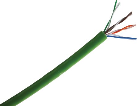 RS PRO 五类网线, 50m长, U/UTP屏蔽, 绿色PVC护套