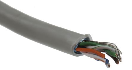 RS PRO Ethernetkabel Cat.5e, 100m, Grau Verlegekabel F/UTP, Aussen ø 5.4mm, PVC