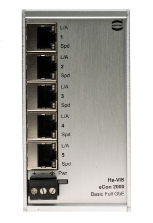 HARTING Ethernet-Switch, 5 X RJ45 / 10/100/1000Mbit/s, Bis 100m Für DIN-Schienen, 48V Dc
