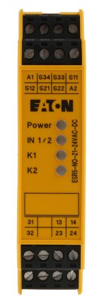 Eaton Relé De Seguridad ESR5 Moeller De 2 Canales, Para Parada De Emergencia, Interruptor De Seguridad/bloqueo,