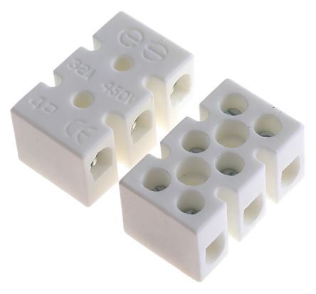 RS PRO Keramik Verbindungsklemme Weiß, Schraubanschluss 3-polig 12 AWG / 5 → 32A