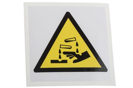 RS PRO Gefahren-Warnschild, Vinyl Selbstklebend 'Korrosiv', 100 Mm X 100mm