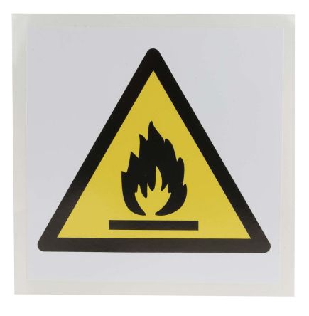 RS PRO Gefahren-Warnschild, Vinyl Selbstklebend 'Entflammbar', 100 Mm X 100mm