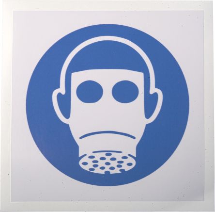 RS PRO Vinyl Mandatory Respiratory Protection Sign With Pictogram Only Text