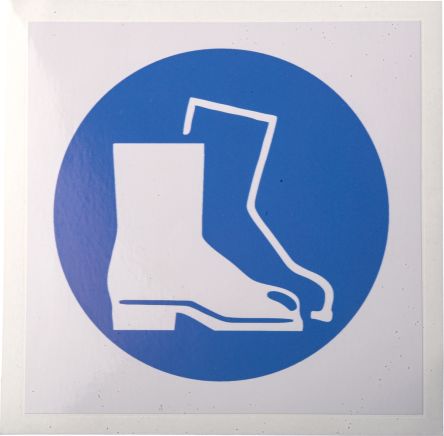 RS PRO Gebotszeichen Mit Piktogramm: Fußschutz, Vinyl Selbstklebend, B 100mm, H 100 Mm