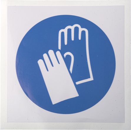 RS PRO Gebotszeichen Mit Piktogramm: Handschutz, Vinyl Selbstklebend, B 100mm, H 100 Mm