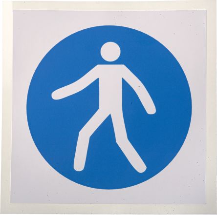 RS PRO 强制性标志, 标示使用此人行道 100 mm, 蓝色/白色, 乙烯基, 标签