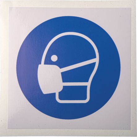 RS PRO 强制性标志, 标示面罩 100 mm, 蓝色/白色, 乙烯基, 标签