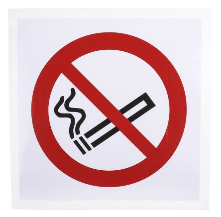 RS PRO 禁止标志 禁止吸烟标志, 乙烯基, 100 mm高 x 100mm宽
