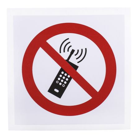 RS PRO 禁止标志 禁止使用手机标志, 乙烯基, 100 mm高 x 100mm宽