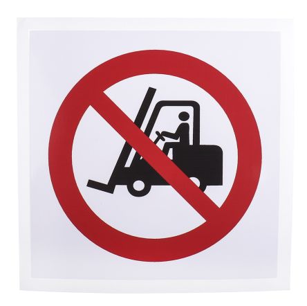 RS PRO 禁止标志 禁止叉车标志, 乙烯基, 100 mm高 x 100mm宽