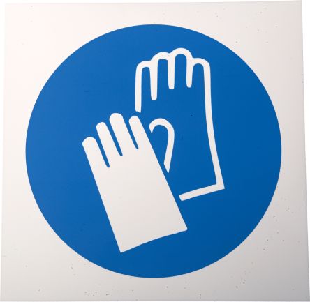 RS PRO Plastic Mandatory Hand Protection Sign With Pictogram Only Text
