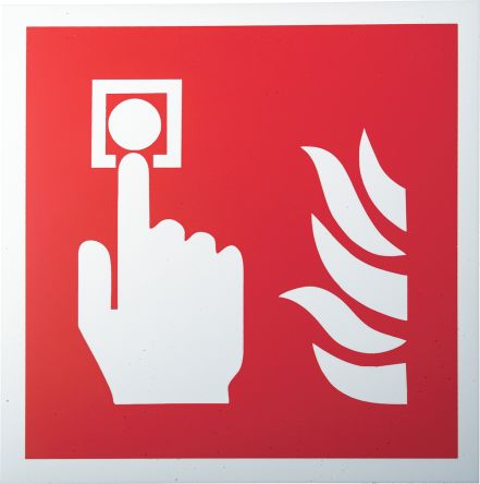 RS PRO Brandschutzzeichen Kunststoff Feueralarm-Meldestelle Rot/Weiß