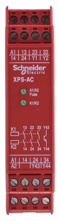 Schneider Electric Xps Ac 24 V Ac Dc Safety Relay Single Channel With 3 Safety Contacts Preventa Range And 1