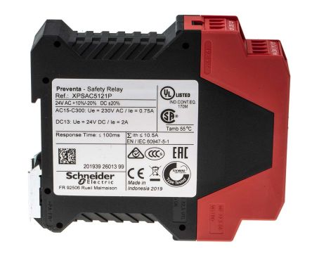 Schneider Electric Xps Ac 24 V Ac Dc Safety Relay Single Channel With 3 Safety Contacts Preventa Range And 1