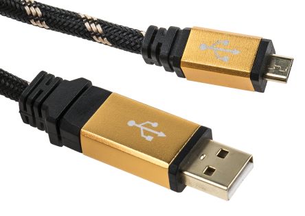 Roline Câble USB, Micro-USB B Vers USB A, 800mm, Noir/Or