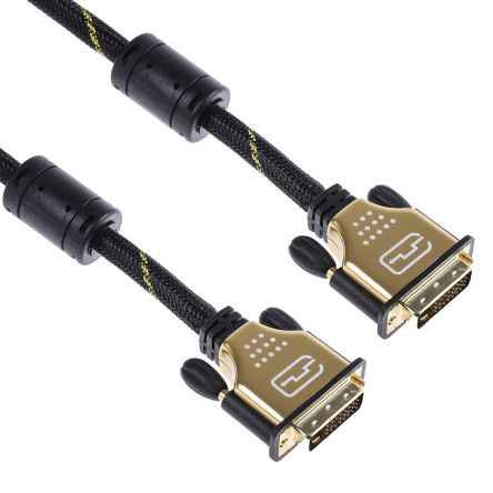 Roline DVI-Kabel A DVI-D Dual Link - Stecker B DVI-D Dual Link - Stecker, 10m Schwarz/Gold