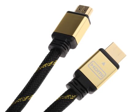 Roline HDMI-Kabel A HDMI Ethernet Stecker B HDMI Ethernet Stecker, 10m, Schwarz/Gold