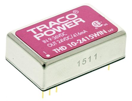 TRACOPOWER THD 10WIN DC-DC Converter, 24V Dc/ 416mA Output, 9 → 36 V Dc Input, 10W, Through Hole, +85°C Max Temp