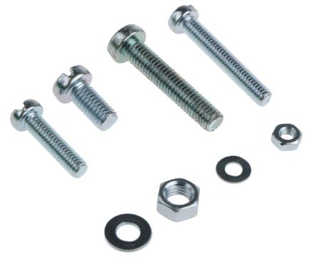 RS PRO Stahl Schrauben, Muttern Und Unterlegscheiben Sortiment Zylinder, M3, M4, M5 X 6 → 25mm, 2370 Stück