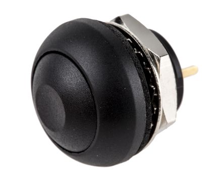 RS PRO 黑色微型按钮开关, 印刷电路板安装, 瞬时操作, 面板开孔直径13.6mm, 无指示灯, 单刀单掷