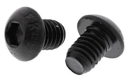 RS PRO Black, Self-Colour Steel Hex Socket Button Screw, ISO 7380, M6 X 8mm
