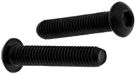RS PRO Black, Self-Colour Steel Hex Socket Button Screw, ISO 7380, M6 X 30mm